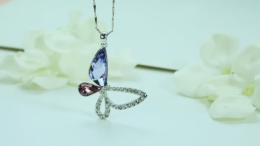 TANGPOET Crystal Necklace Butterfly Pendant 18K White Gold Necklaces 1Ct  Swarovski Crystals Jewelry Gifts for Women Girls Mom - Walmart.com